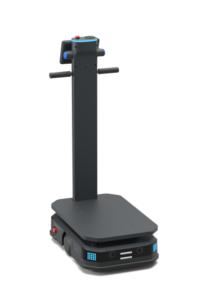 Pudu T300 industrial delivery logistic robot standing backward and left