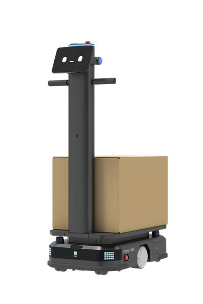 Pudu T300 industrial delivery robot carrying a box