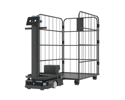 Pudu t300 delivery robot with wire container accessory